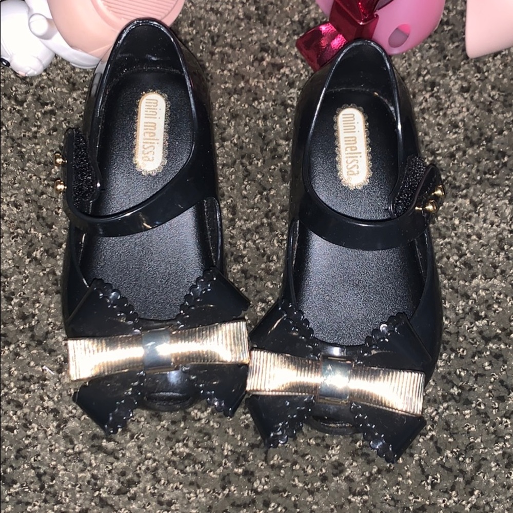 Mini Melissa Black Bow Shoes Size 6